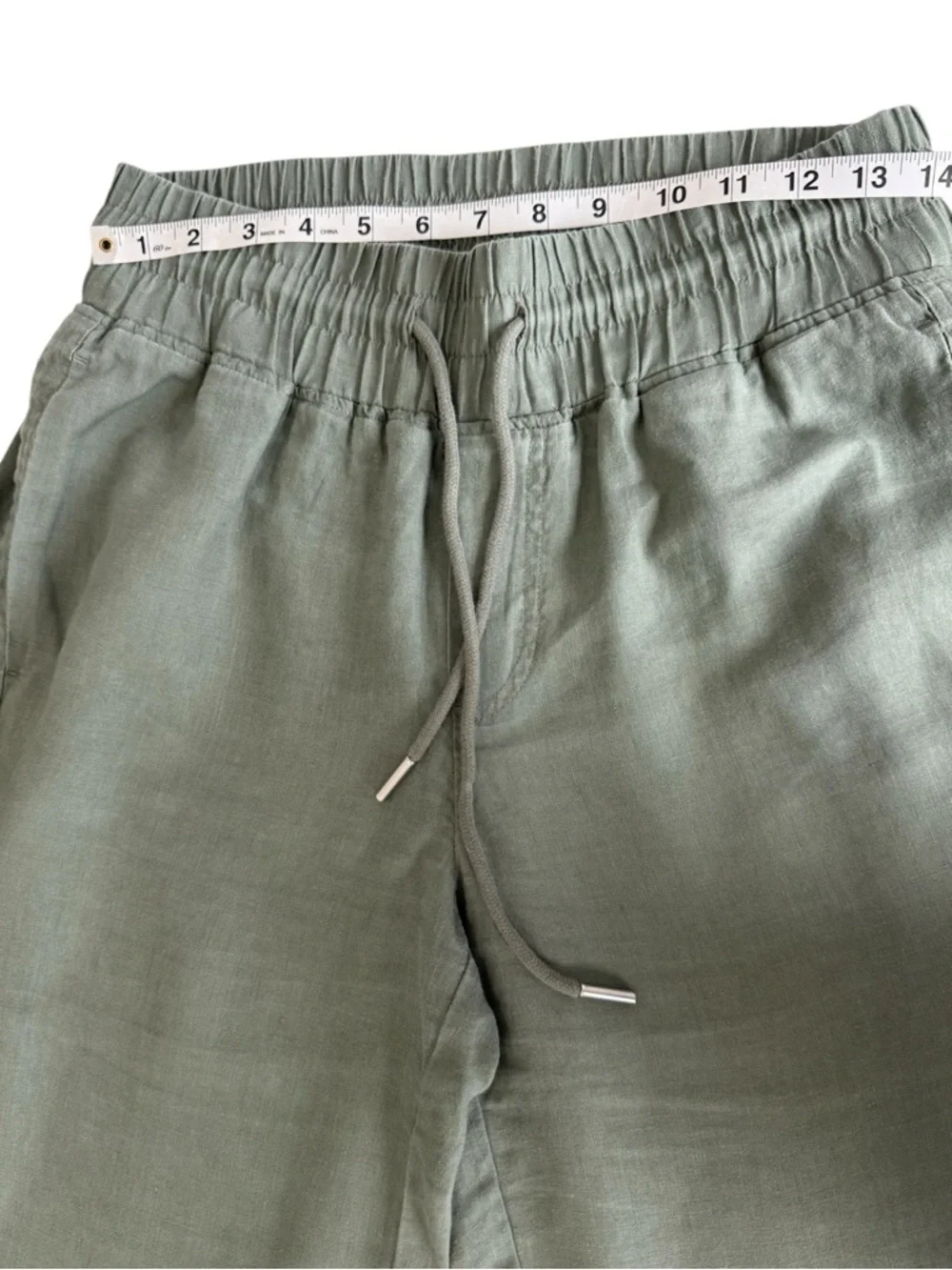 Quince 100% European Linen Pants Women S Sage Green Wide Leg Drawstring Pockets - Picture 5 of 7